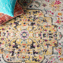 SAFAVIEH Madison Collection 9' Square Grey / Gold MAD447G Boho Chic Medallion Distressed Non-Shedding Living Room Bedroom Dining Home Office Area Rug