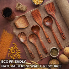 Wooden Spoons for Cooking, Wooden Cooking Utensils Set, Wooden Utensil Set with Holder, Spoon Rest & Hooks, Teak Wood Nonstick Kitchen Cookware – Set of 8pcs by Woodenhouse