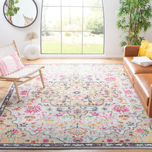 SAFAVIEH Madison Collection 9' Square Grey / Gold MAD447G Boho Chic Medallion Distressed Non-Shedding Living Room Bedroom Dining Home Office Area Rug