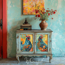 Whimsical Rooster Duo |18lb Decoupage Tissue Paper | 21x29 in