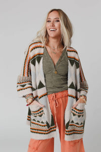 Keep It Up Oversized Cardigan - Olive: OS