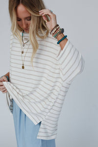 Swaying Stripes Top - Oatmeal: XL