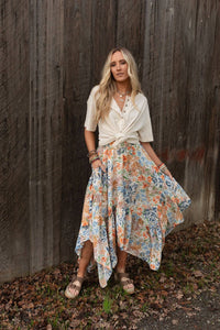 Swing Of Things Pocketed Midi Skirt - Floral: XL