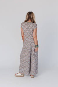 Daphne Floral Print Jumpsuit - Cream: L