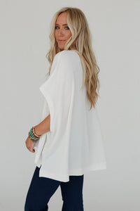 Moon Glow Texture Knit Top - Off White: L