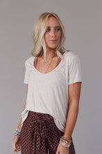 Scoop Neck Bralette Tee - Heather Oatmeal: XL