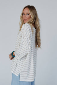 Swaying Stripes Top - Oatmeal: XL
