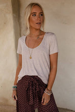 Scoop Neck Bralette Tee - Heather Oatmeal: XL