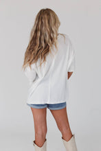 On The Go V Neck Ribbed Essential Tee - Off White: XL