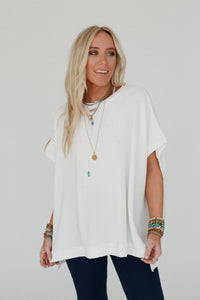 Moon Glow Texture Knit Top - Off White: L