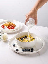 AmorArc Stoneware Dinnerware Sets, Wavy Rim Ceramic Plates and Bowls Sets, Highly Chip and Crack Resistant | Dishwasher & Microwave & Oven Safe Dishes set, Service for 4 (12pc)