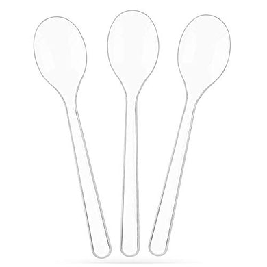 TashiBox [66 Sets Plastic Spoons] Disposable Clear Spoon, Heavyweight Cutlery