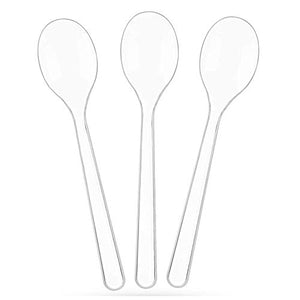 TashiBox [66 Sets Plastic Spoons] Disposable Clear Spoon, Heavyweight Cutlery