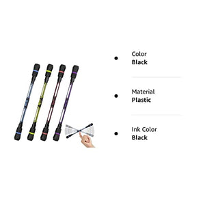 XIANNV 4 Pcs Spinning Cool Pens Stationery Set for Girls Boys Kids Teens Student Gift, Black Ink, （0.5 mm）