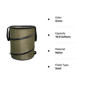 CDLXSH Pop-Up Trash Can/Recycle Bin, Car Garbage Can ,Reusable Outdoor Trash Garden Yard Trash Bag Foldable Camping Recycling Bin (Green10gallons)