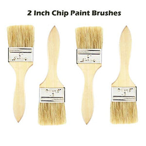 Chip Paint Brushes,24 Pack 2 inch Paint and Chip Paint Brushes for Paint, Stains,Varnishes,Glues, Gesso, Arts & Crafts