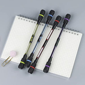 XIANNV 4 Pcs Spinning Cool Pens Stationery Set for Girls Boys Kids Teens Student Gift, Black Ink, （0.5 mm）