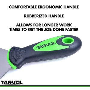 4" Putty Knife (HEAVY DUTY - FLEXIBLE STIFF BROAD KNIFE BLADE) Paint & Wall Scraper - Carbon Steel - Ergonomic Comfort Handle - Perfect for Spackle, Spreading Scraping Walls, Floors, Tile, More!