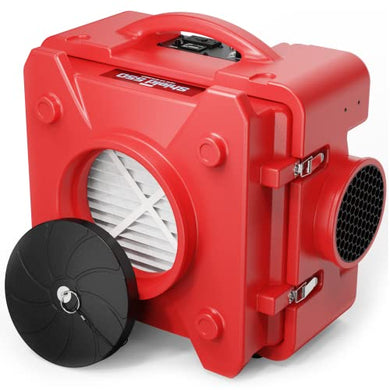 CADPXS 550CFM Air Scrubber HEPA Air Filtration System, Commercial Air Scrubber for Damage Restoration, Stackable Negative Air Machine with Daisy-Chain GFCI Duplex, Red