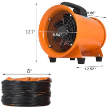 OrangeA Utility Blower Fan 8 inch Portable Ventilator High Velocity Utility Blower Mighty Mini Low Noise with 5M Duct Hose (8 inch Fan with 5M Hose)