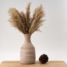 PORCER 11 Inch Ceramic Rustic Farmhouse Vase, Sand Glaze Finish Boho Vase, Pottery Decorative Flower Vase for Home Decor, Living Room, Entryway, Floor, Shelf, Christmas, New Year Gift - Beige