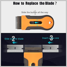 Razor Blade Scraper, 2 Pcs Plastic Retractable Razor Scraper with 40 Pcs Steel Scraper Blades for Glass Cooktop Windows