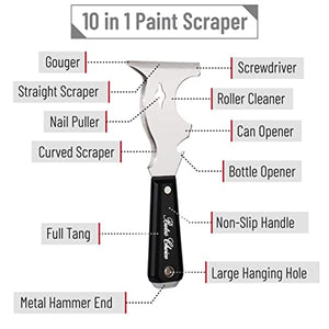 Bates- Paint Scraper, 10 in 1 Painters Tool, Paint Scrapers for Wood, Painters Tool, Painters Knife, Paint Scraper for Painting, Putty Knife, Metal Scraper, Spackle Tool, Putty Scraper, Knife Scraper