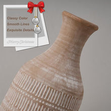 PORCER 11 Inch Ceramic Rustic Farmhouse Vase, Sand Glaze Finish Boho Vase, Pottery Decorative Flower Vase for Home Decor, Living Room, Entryway, Floor, Shelf, Christmas, New Year Gift - Beige
