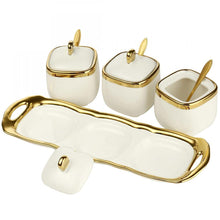 Set of 3 Porcelain Condiment Jar Spice Container with Lids, Ceramic Sugar Bowls Condiment Pots Spice Jars Seasoning Box Set, Best Spice jar for Your Home, Kitchen, Counter (White suit)