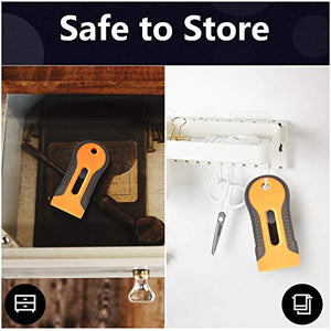Razor Blade Scraper, 2 Pcs Plastic Retractable Razor Scraper with 40 Pcs Steel Scraper Blades for Glass Cooktop Windows