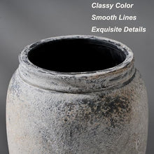 PORCER 8.2 Inch Ceramic Vase, Terracotta Rustic Vase Farmhouse Decorative Vase Boho Decor, Ceramic Vases for Home Decor, Living Room, Entryway, Floor, Holiday Wedding Christmas New Year Gifts - Gray