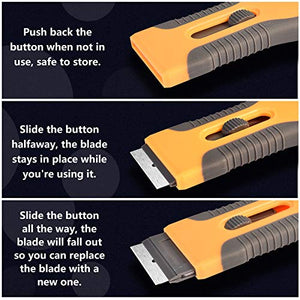 Razor Blade Scraper, 2 Pcs Plastic Retractable Razor Scraper with 40 Pcs Steel Scraper Blades for Glass Cooktop Windows