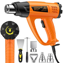 SEEKONE Heat Gun 1800W Heavy Duty Hot Air Gun Kit Variable Temp Control with 2-Temp Settings 7 Accessories 140℉~1112℉（60℃- 600℃）with Overload Protection for Crafts, Shrinking PVC, Stripping Paint
