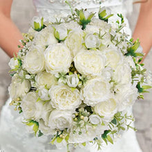 Artificial Peonies Silk Flowers, White Faux Peony Bouquet 4 Bundles Florals Arrangements Decor for Farmhouse Home Boho Wedding Table Centerpiece, Fake Plastic Flowers Bulk Vase Decoration (White)