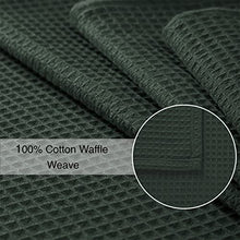 Encasa Homes Anti-Odour Waffle Kitchen Dish Towels, 28"x18" (4 Pc Set) Highly Absorbent, Tea Towels for Cleaning & Quick Drying, Cotton - Dark Green