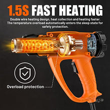 SEEKONE Heat Gun 1800W Heavy Duty Hot Air Gun Kit Variable Temp Control with 2-Temp Settings 7 Accessories 140℉~1112℉（60℃- 600℃）with Overload Protection for Crafts, Shrinking PVC, Stripping Paint