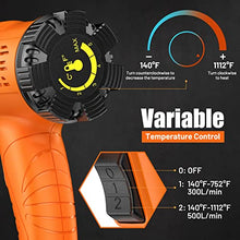 SEEKONE Heat Gun 1800W Heavy Duty Hot Air Gun Kit Variable Temp Control with 2-Temp Settings 7 Accessories 140℉~1112℉（60℃- 600℃）with Overload Protection for Crafts, Shrinking PVC, Stripping Paint