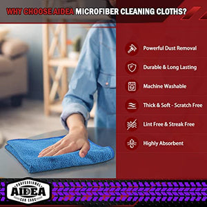 AIDEA Microfiber Cleaning Cloths-50 PK, Premium All-Purpose Car Cloth, Lint Free Dusting Cloth Cleaning Rags, Absorbent Cleaning Towel for Cars, SUVs, House, Kitchen, Window, Gifts(12in.x12in.)