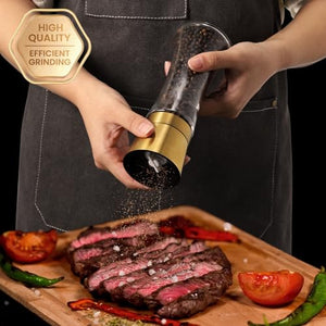 VEVOK CHEF Gold Salt and Pepper Grinder Mill Set Stainless Steel Pepper Shaker Adjustable Ceramic Coarseness Salt Grinder Black Pepper Spice Grinder Mill