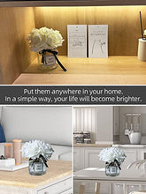 grtefhu Artificial Flowers with White Roses in Vase, Fake Flowers in Glass Jar with Ribbon, Silk Flower Arrangements in Vase with Artificial Flowers for Home Dining Table Decor.