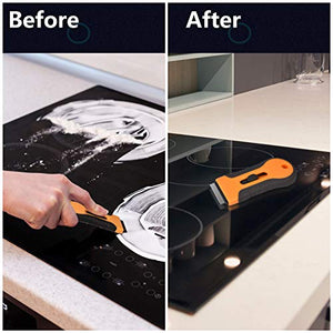 Razor Blade Scraper, 2 Pcs Plastic Retractable Razor Scraper with 40 Pcs Steel Scraper Blades for Glass Cooktop Windows