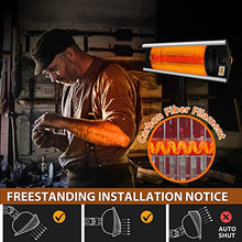 Outdoor Heater for Patio Electric Heaters for Indoor Use Outdoor Infrared Heater Wall Mount Heaters with Tripod Stand 1500W 24H Timer Remote Control (Silver)