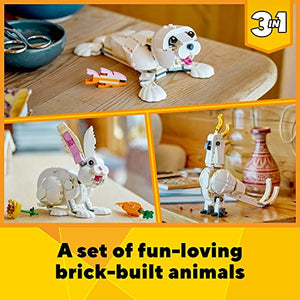 LEGO Creator 3 in 1 White Rabbit Animal Toy Building Set, Easter Gift for Kids Ages 8+, Build an Easter Bunny, a Seal or a Parrot Figure, Creative Play Easter Basket Stuffer for Boys and Girls, 31133