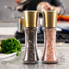 VEVOK CHEF Gold Salt and Pepper Grinder Mill Set Stainless Steel Pepper Shaker Adjustable Ceramic Coarseness Salt Grinder Black Pepper Spice Grinder Mill