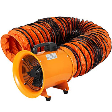 OrangeA Utility Blower Fan 8 inch Portable Ventilator High Velocity Utility Blower Mighty Mini Low Noise with 5M Duct Hose (8 inch Fan with 5M Hose)