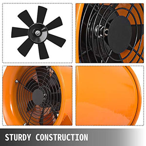 OrangeA Utility Blower Fan 8 inch Portable Ventilator High Velocity Utility Blower Mighty Mini Low Noise with 5M Duct Hose (8 inch Fan with 5M Hose)