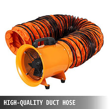 OrangeA Utility Blower Fan 8 inch Portable Ventilator High Velocity Utility Blower Mighty Mini Low Noise with 5M Duct Hose (8 inch Fan with 5M Hose)