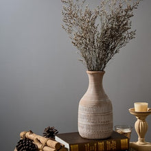 PORCER 11 Inch Ceramic Rustic Farmhouse Vase, Sand Glaze Finish Boho Vase, Pottery Decorative Flower Vase for Home Decor, Living Room, Entryway, Floor, Shelf, Christmas, New Year Gift - Beige