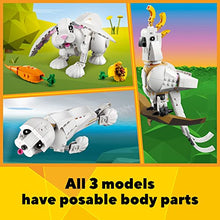 LEGO Creator 3 in 1 White Rabbit Animal Toy Building Set, Easter Gift for Kids Ages 8+, Build an Easter Bunny, a Seal or a Parrot Figure, Creative Play Easter Basket Stuffer for Boys and Girls, 31133