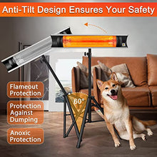 Outdoor Heater for Patio Electric Heaters for Indoor Use Outdoor Infrared Heater Wall Mount Heaters with Tripod Stand 1500W 24H Timer Remote Control (Silver)